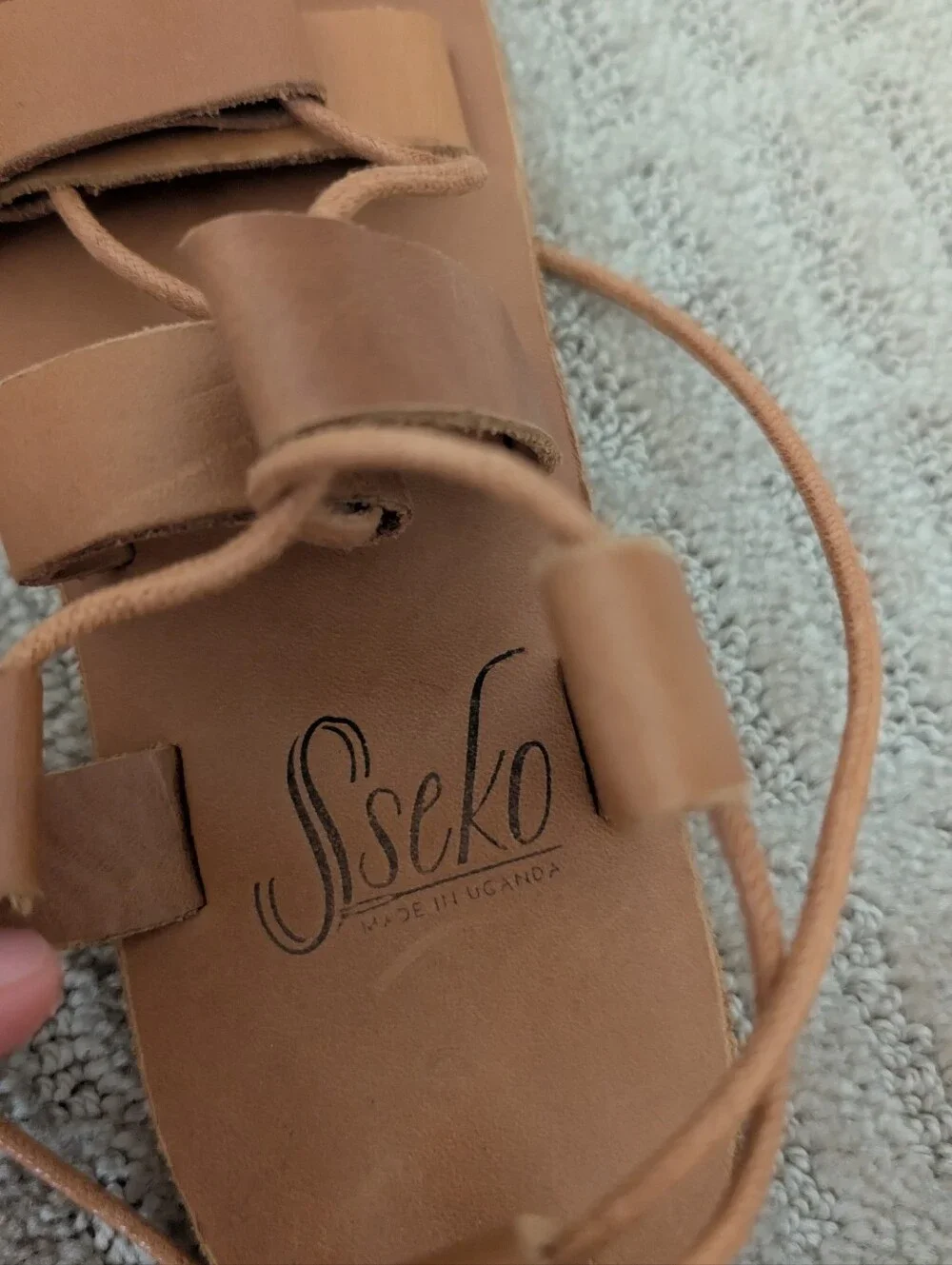 NWOT Handmade Leather Strappy Lace-Up Sandals in Light Brown Size 8